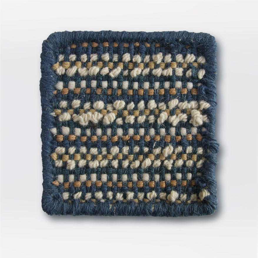 ECHANTILLON TAPIS BALI BLEU ET BEIGE - 12x12cm