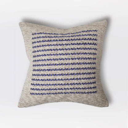 HOUSSE DE COUSSIN BRODÉE GRAINS BLEUS - 50 x 50 cm - COTON et LIN