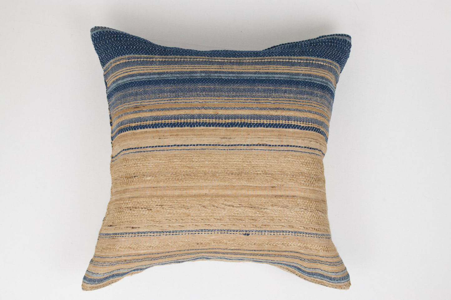 SONA BLEU STRIPED CUSHION COVER - 50 X 50 cm - LINEN, COTTON, SILK